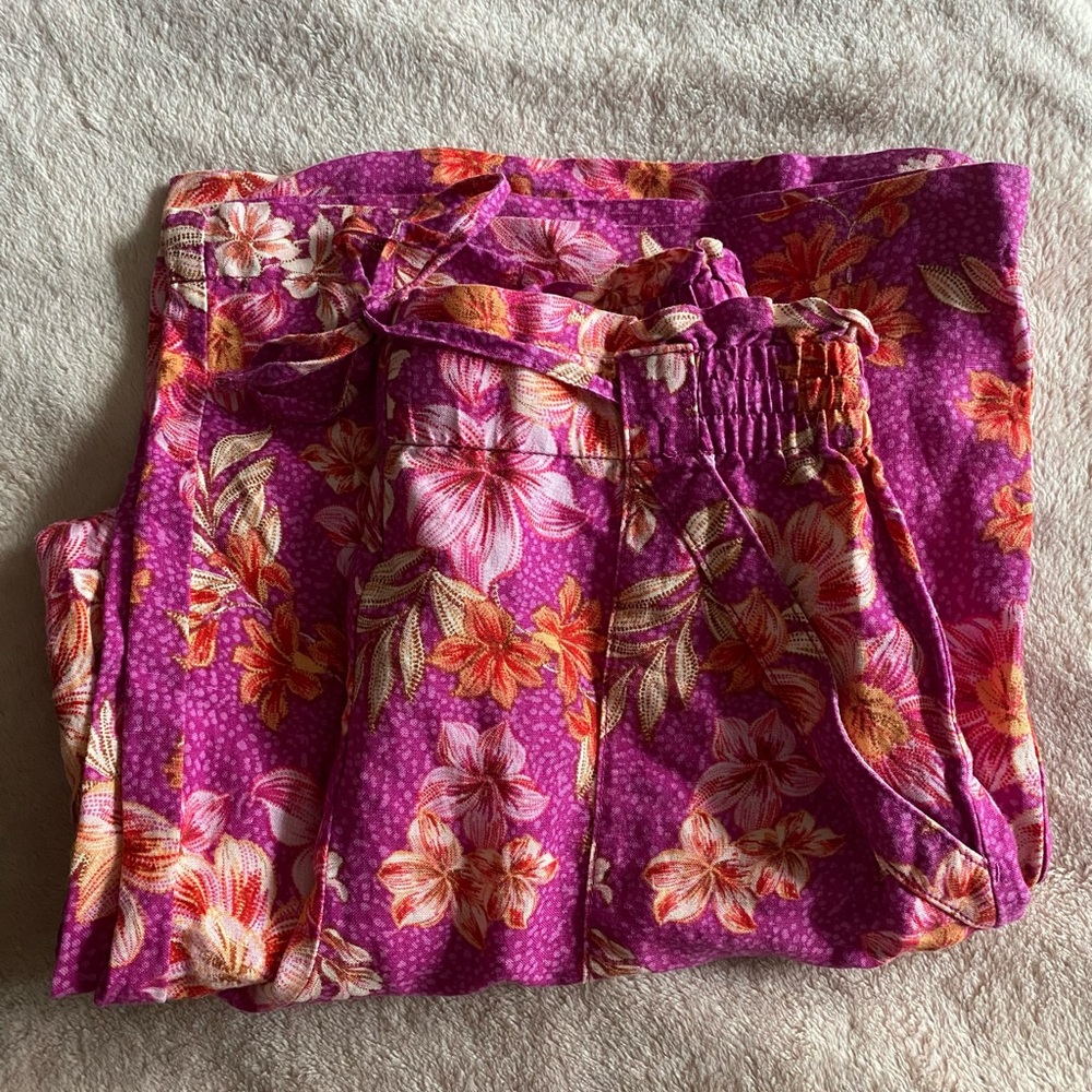LOFT Pink and Orange Floral Pants